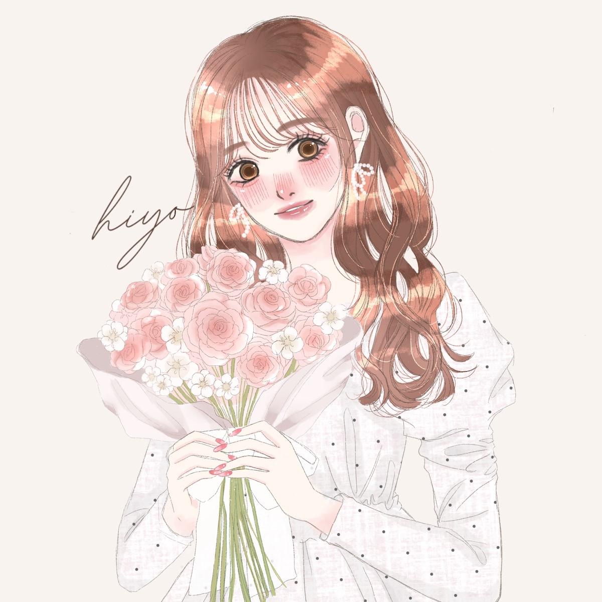 SNSアイコン向け大人かわいいガーリーイラスト