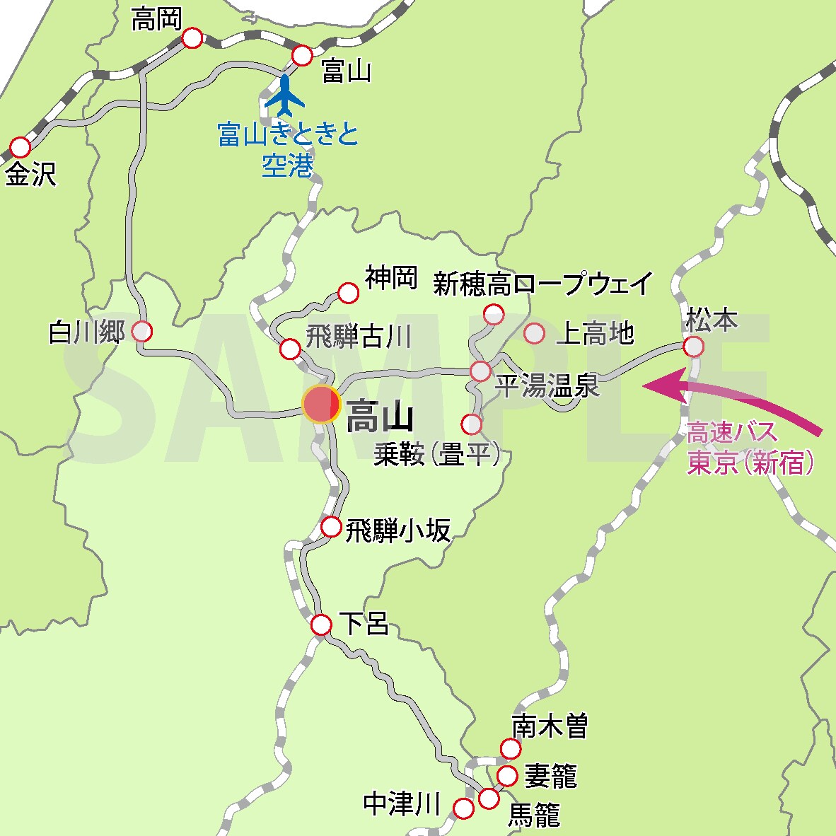 岐阜県高山市への案内図の作成