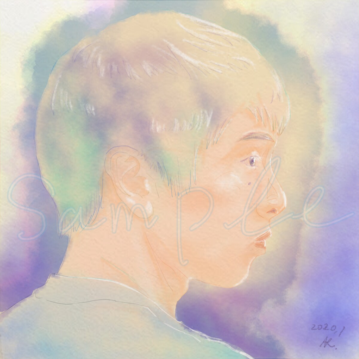 水彩風推しイラスト