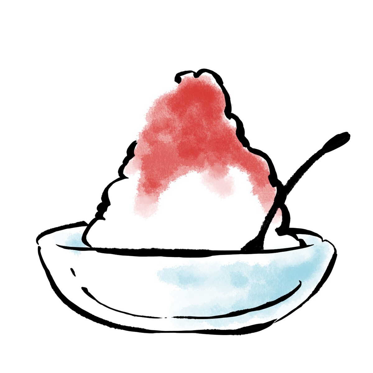 夏用ポストカード　いちごシロップのかき氷