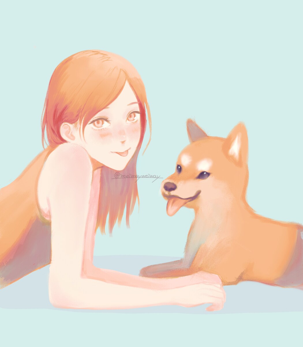 女の子と柴犬