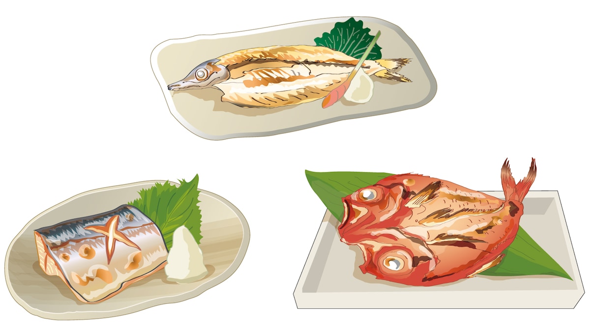 シズル感のあるお料理イラスト・焼き魚