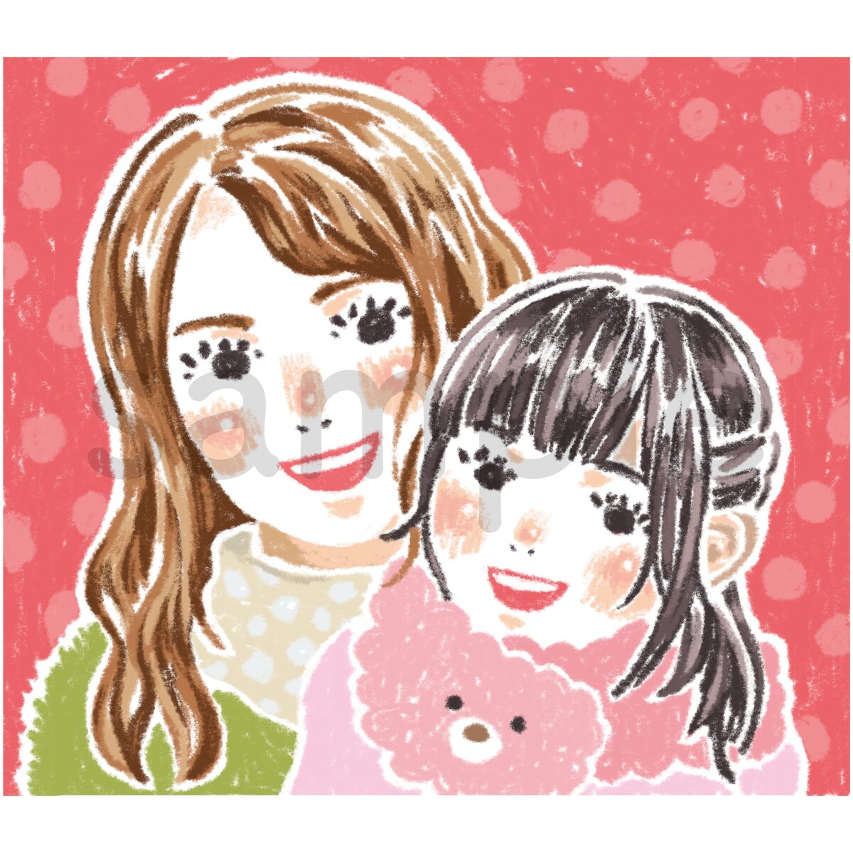 親子の似顔絵