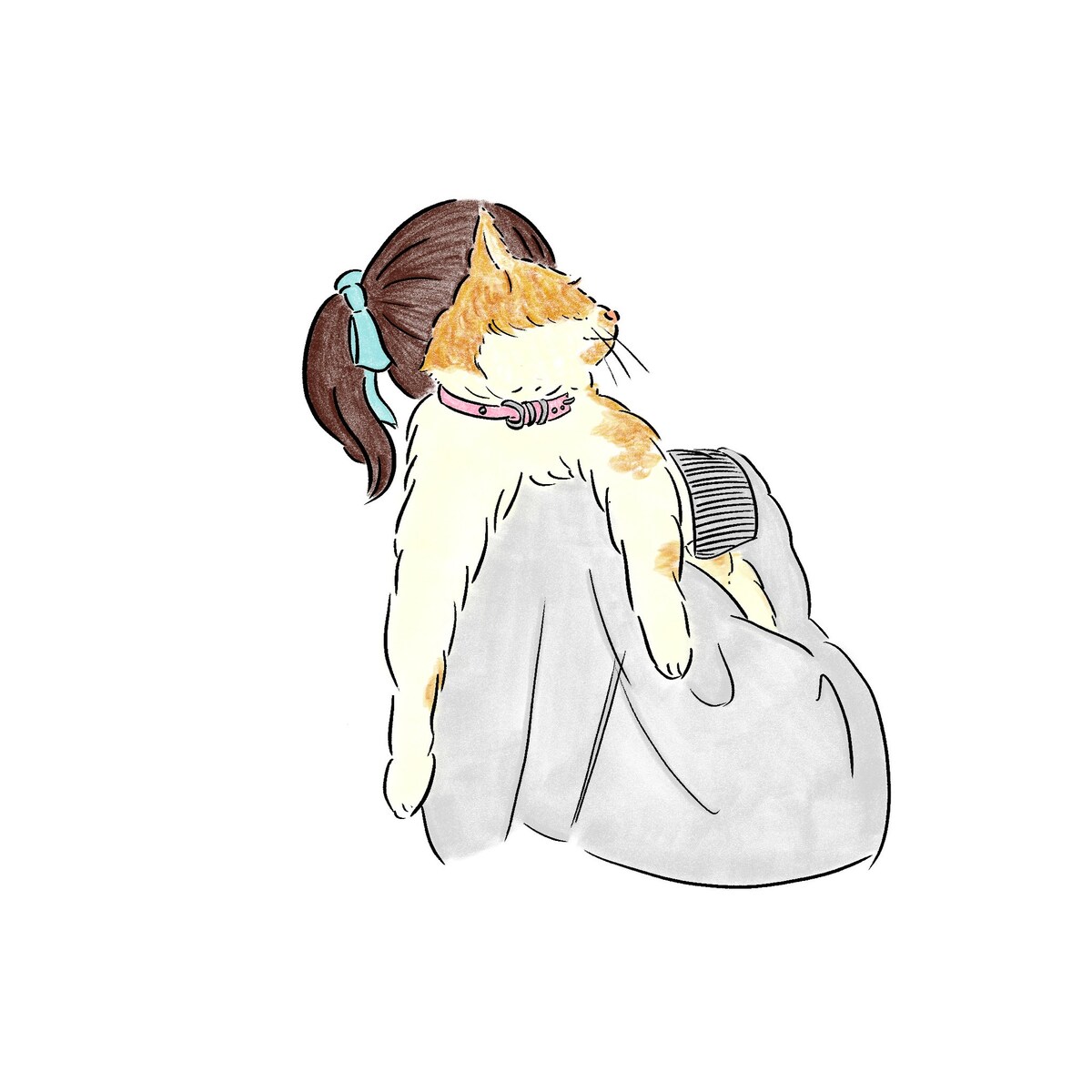 愛するペットとのイラスト