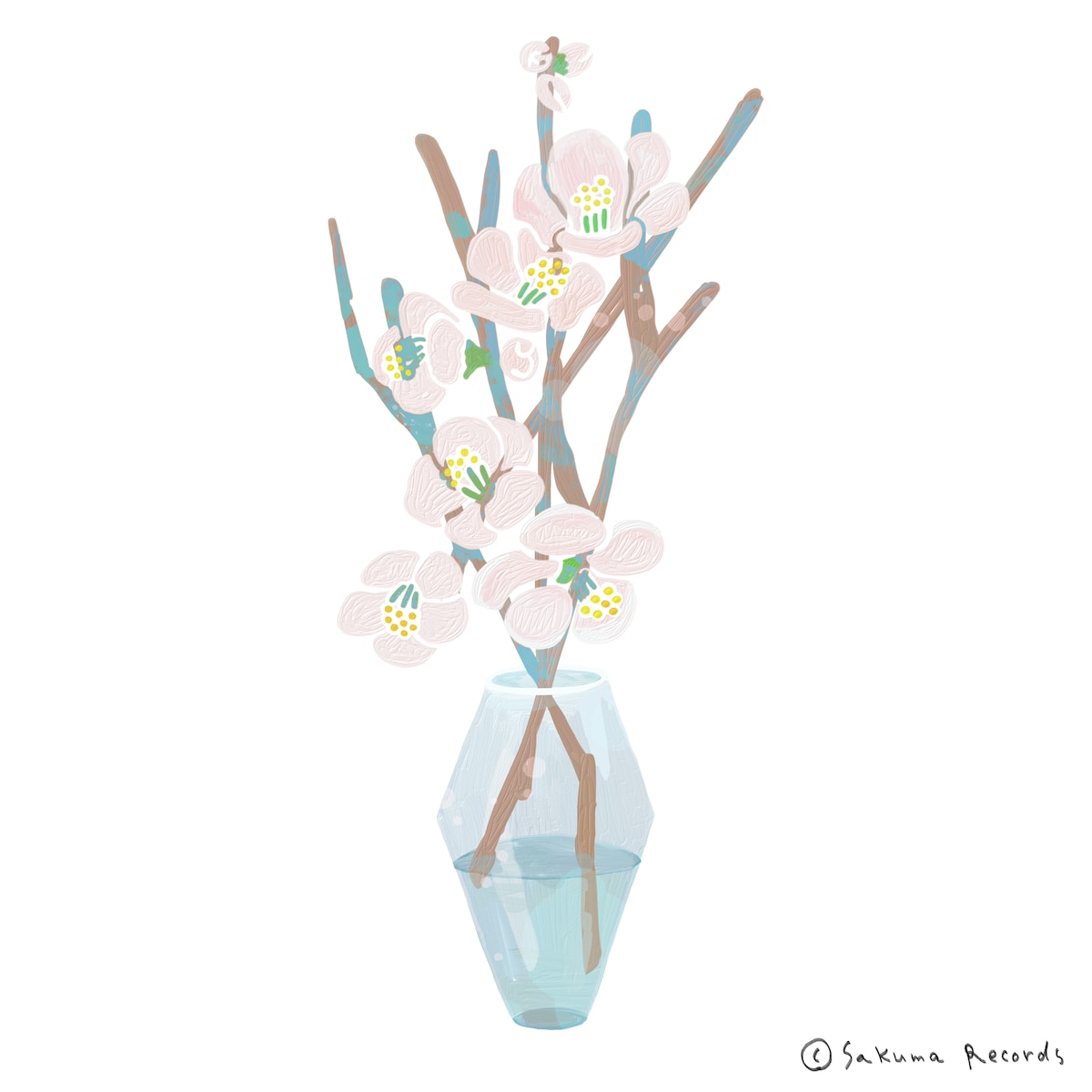 桜のイラスト作成（油彩風）