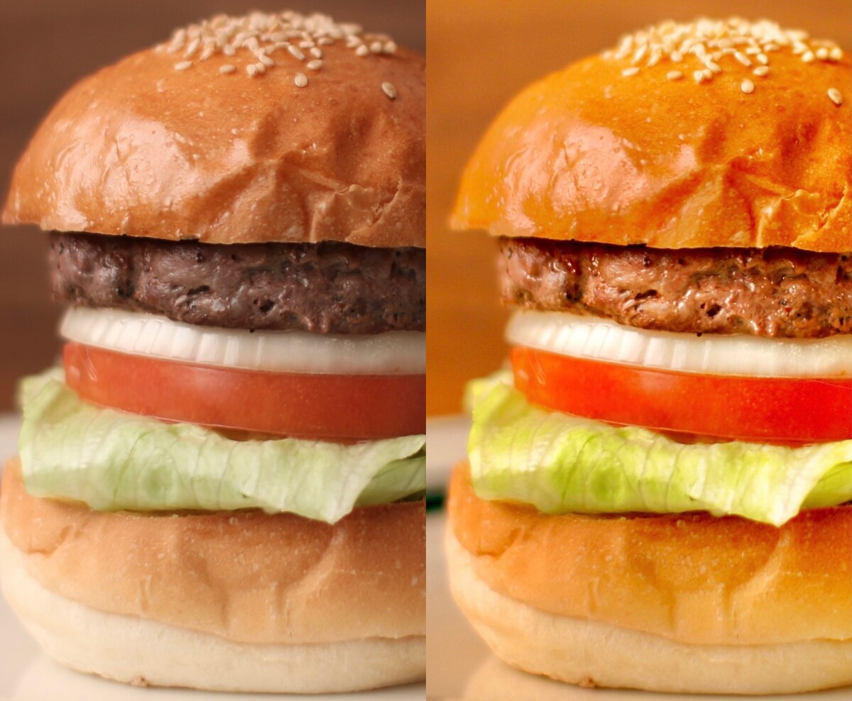 ハンバーガーのお写真の加工