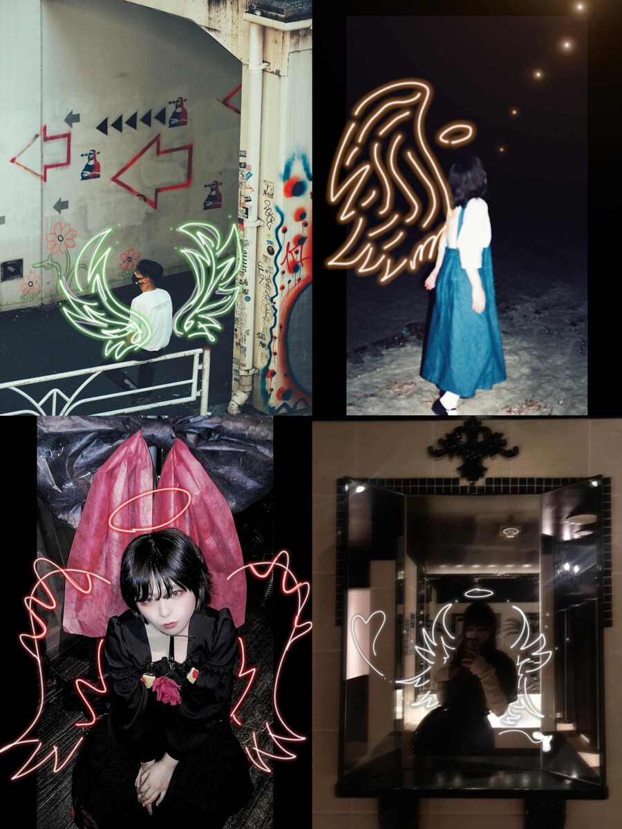 写真に翼を描きます