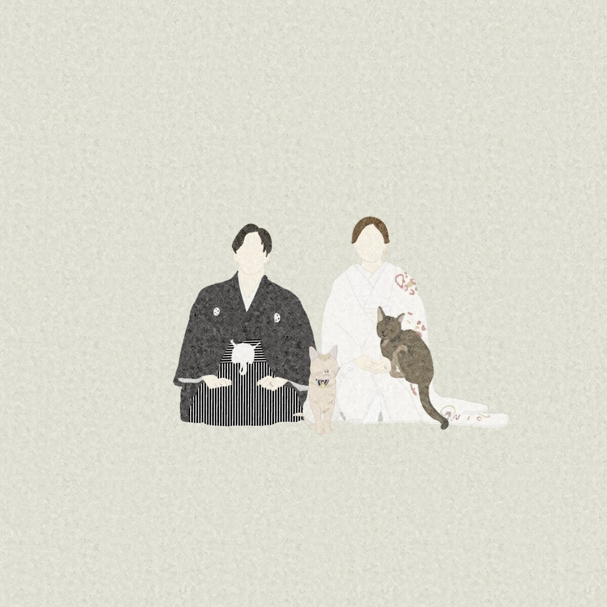 和装イラスト｜ペットとの特別な1枚も合成で対応します