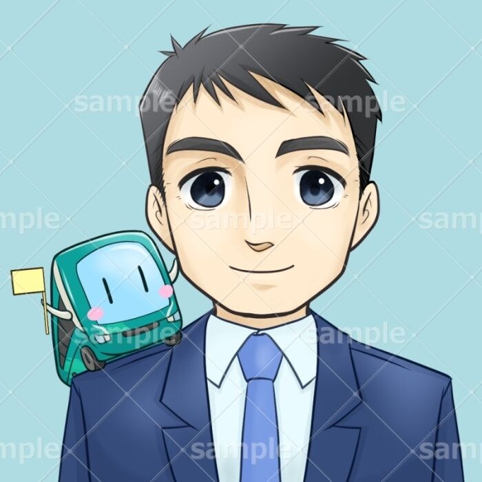 M11】観光バスの経営者様アイコン（イラスト実績紹介）