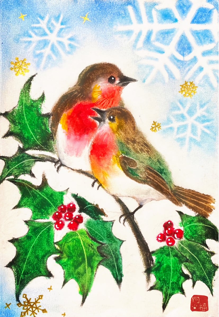 クリスマスカード〜雪とコトドリちゃん達〜