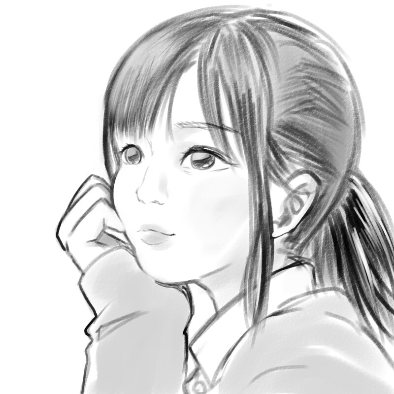似顔絵③（モノクロ）