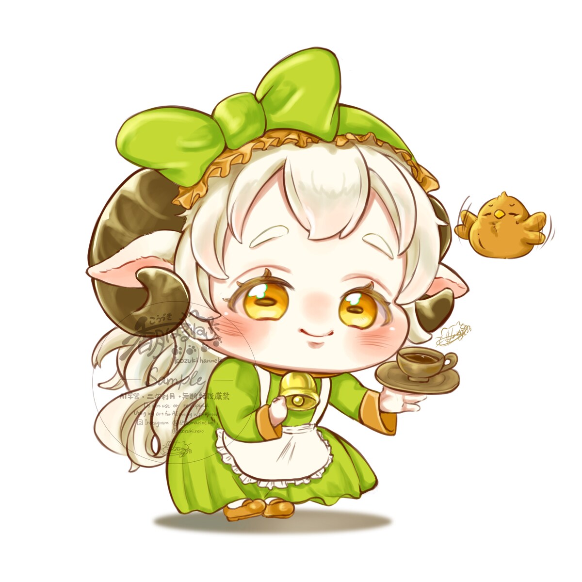 カフェで働くひつじの女の子デザイン