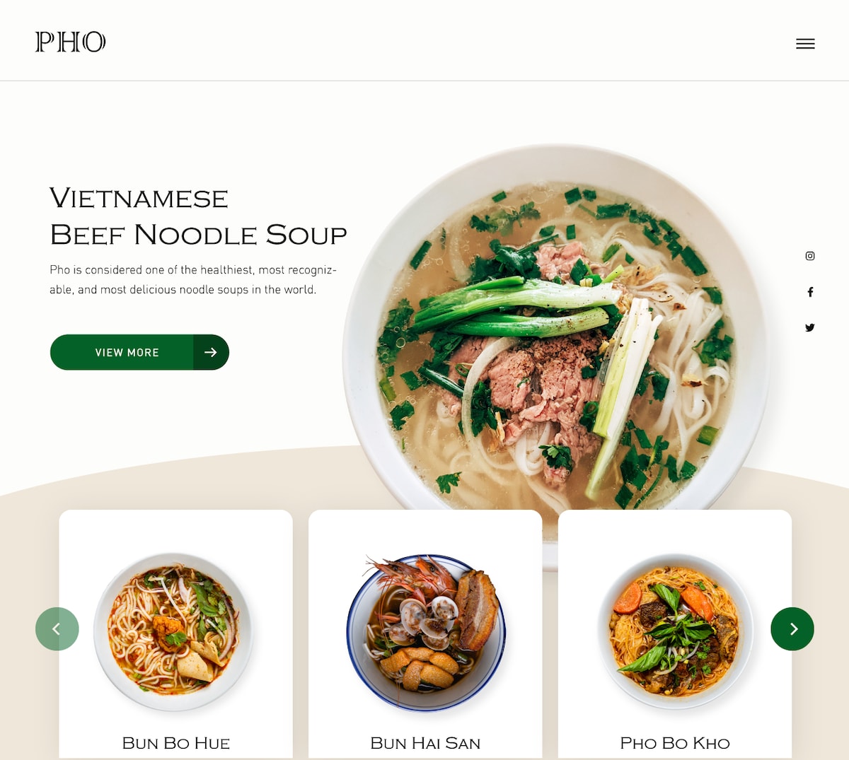 ベトナム料理レストランWebサイトのコンセプトデザイン