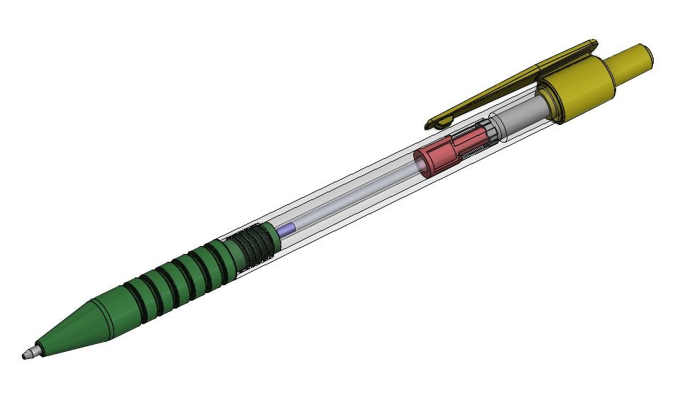 ノック式ボールペン　3D CAD設計