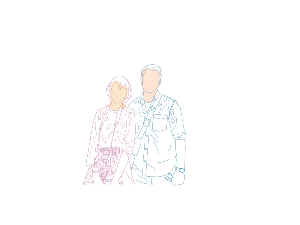 カップル線画イラスト