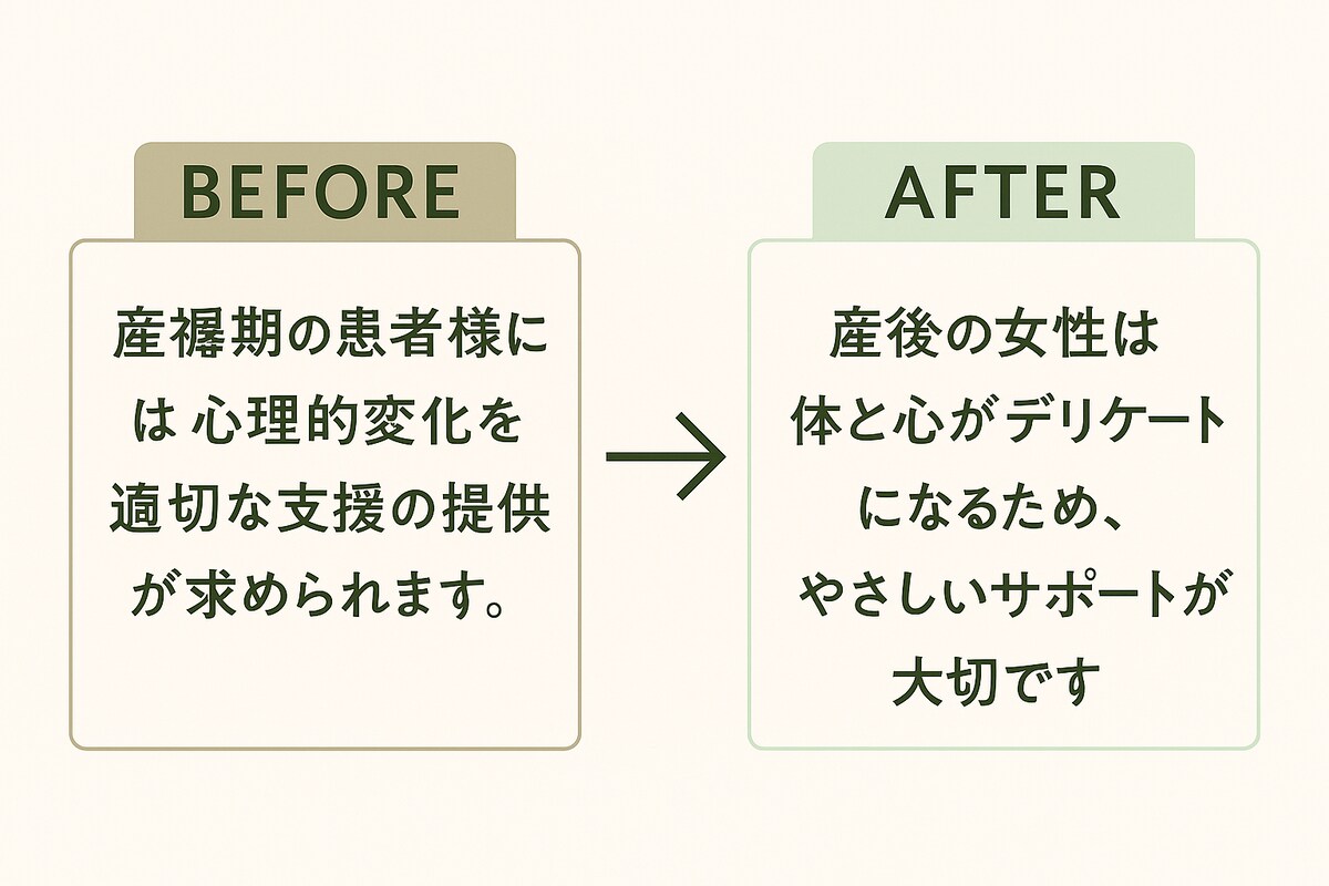 こころに寄り添う言葉のビフォーアフター