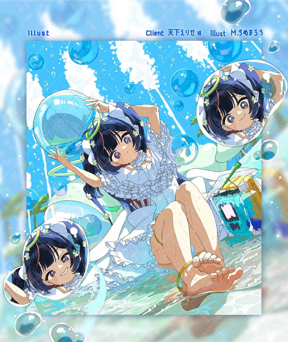 天下えりせ様　水着イラスト