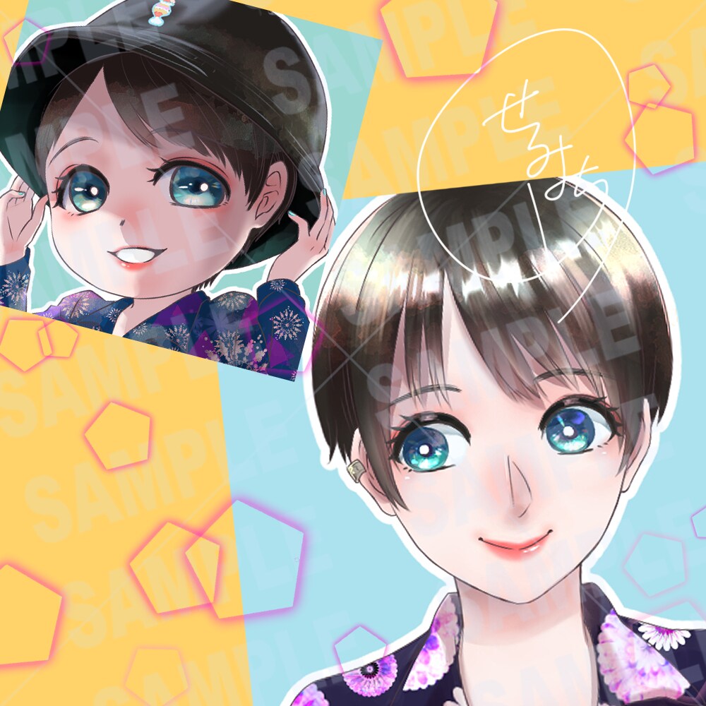 似顔絵アイコンイラスト２点