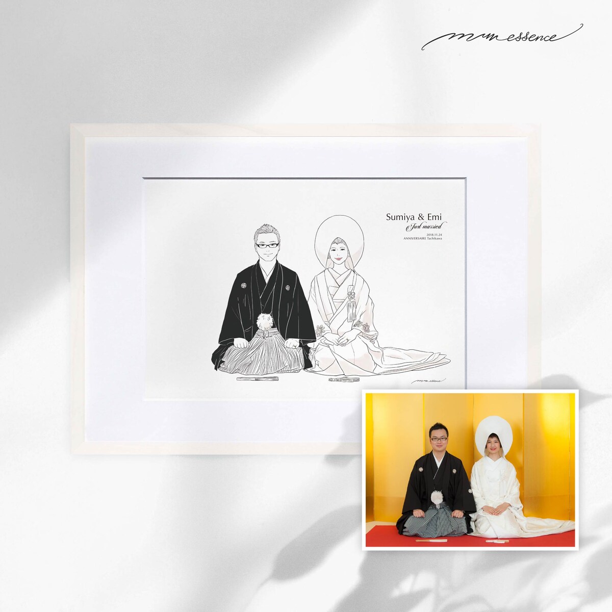 前撮り︱結婚写真からオシャレな線画イラストにします