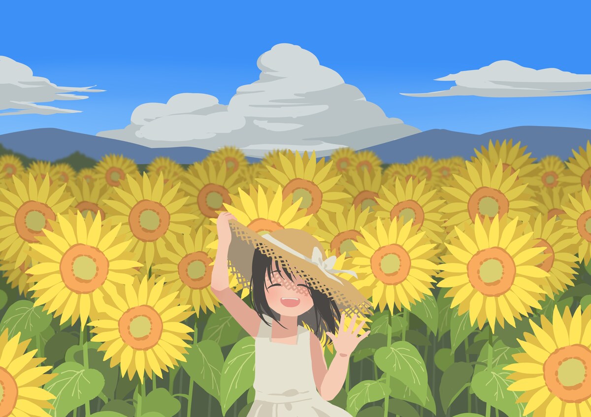 ひまわり畑の女の子