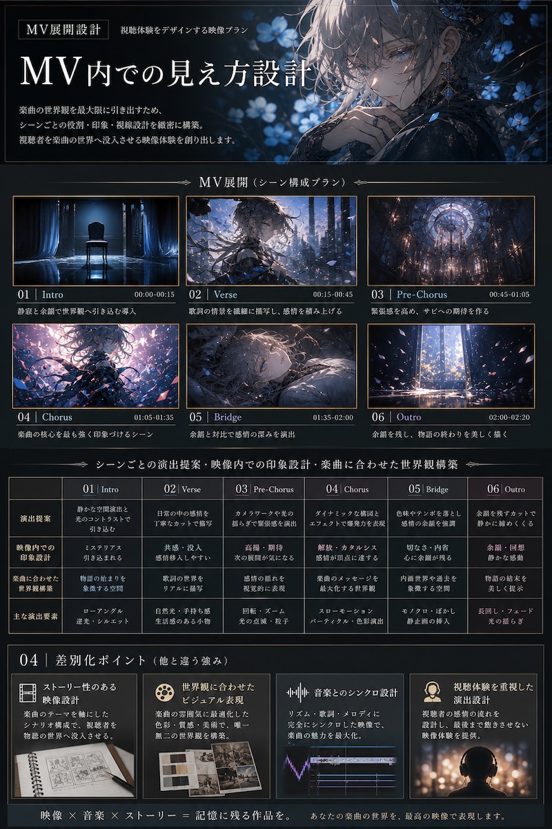MV構成・見せ方設計提案します