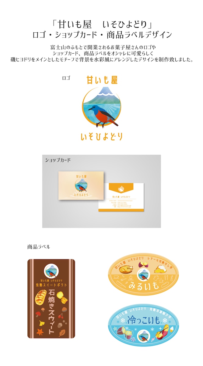 お菓子屋さんのロゴ・ショップカード・商品ラベルデザイン