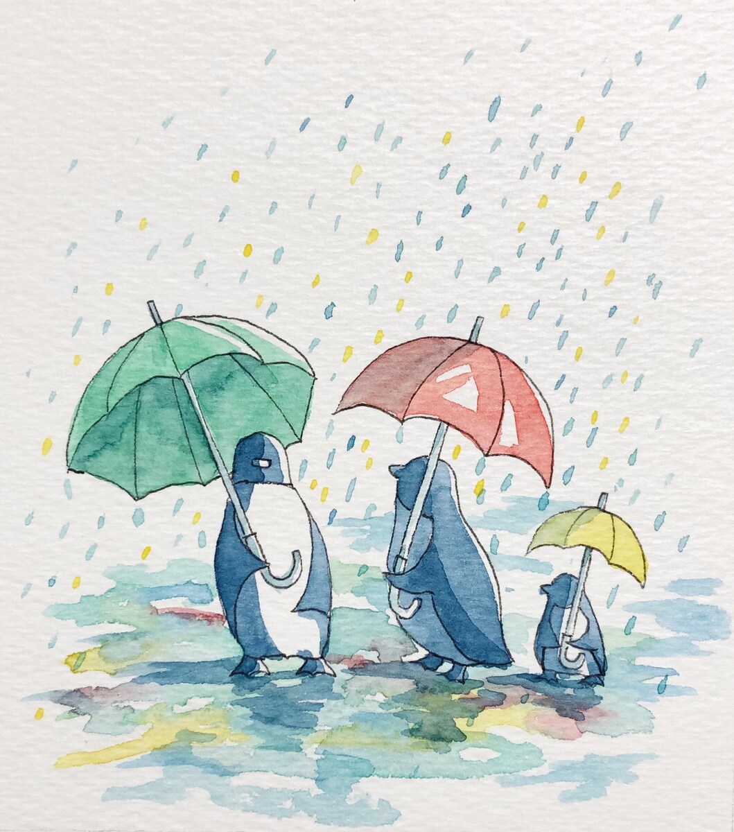 雨とペンギン