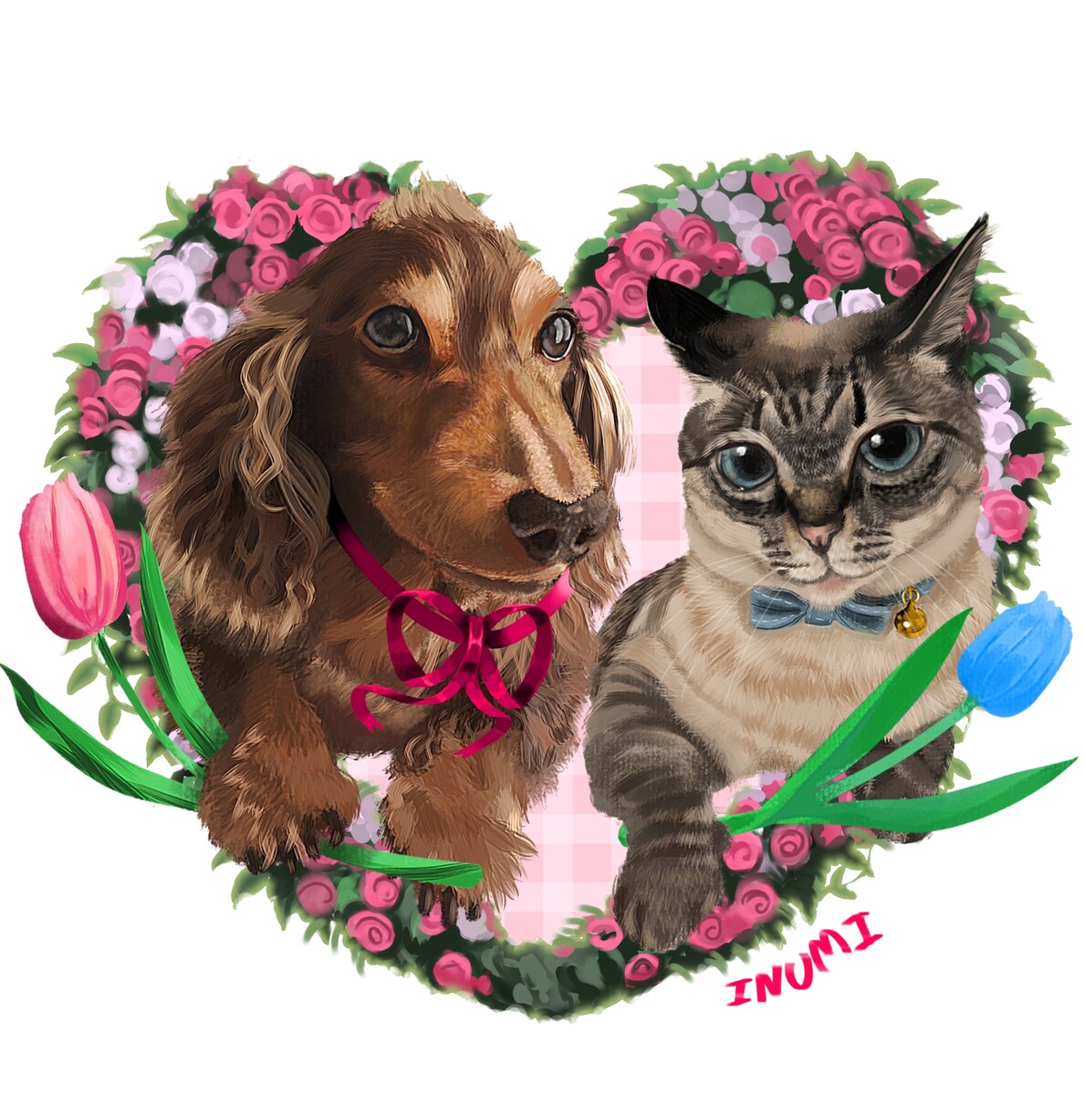 わんこ&にゃんこ　似顔絵