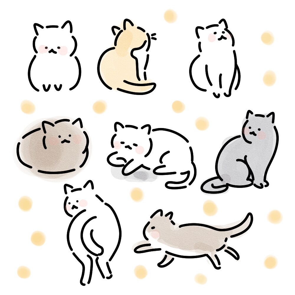 猫　線画