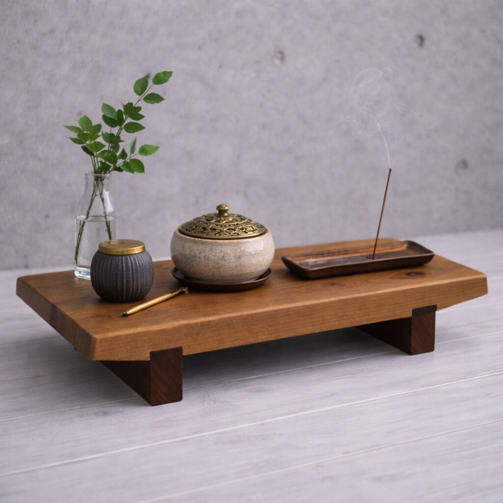 無垢材の花台・飾り台