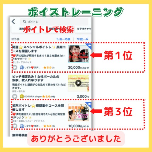 ボイスレッスン１位と３位にランクインさせていただきました