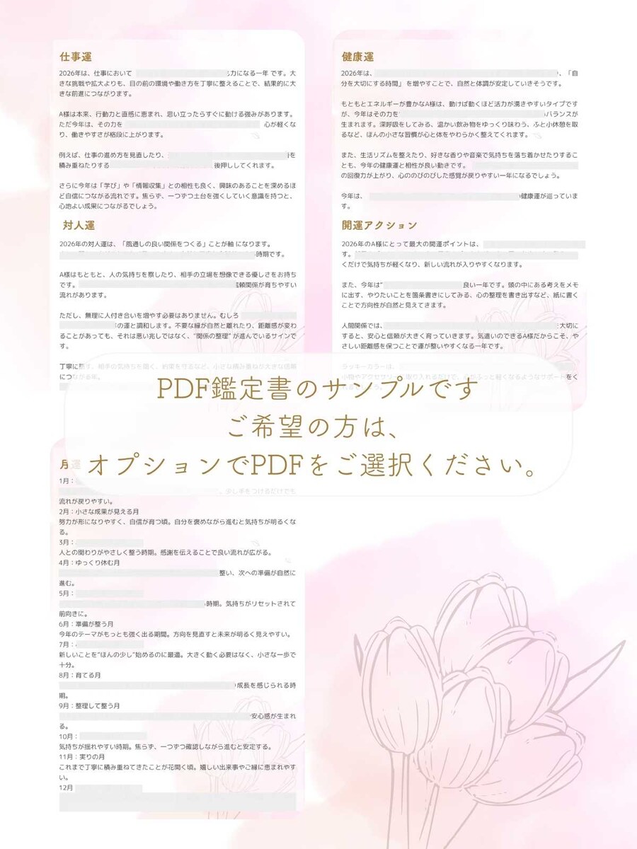 2026年 運勢鑑定書②（3,000文字PDFサンプル）