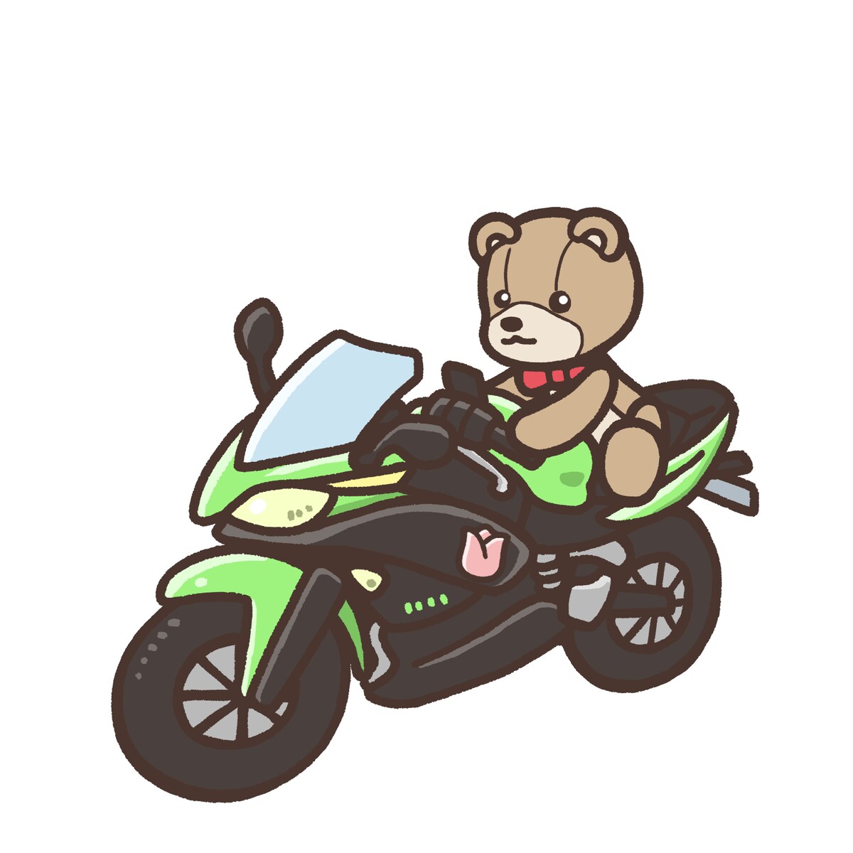 バイクに乗ったクマのイラスト