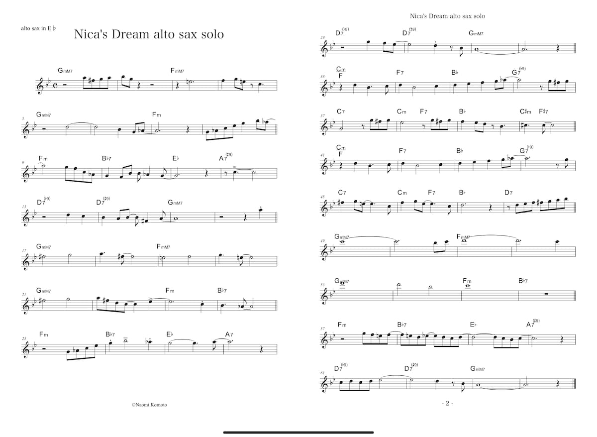 NIca's Dream~alto sax solo