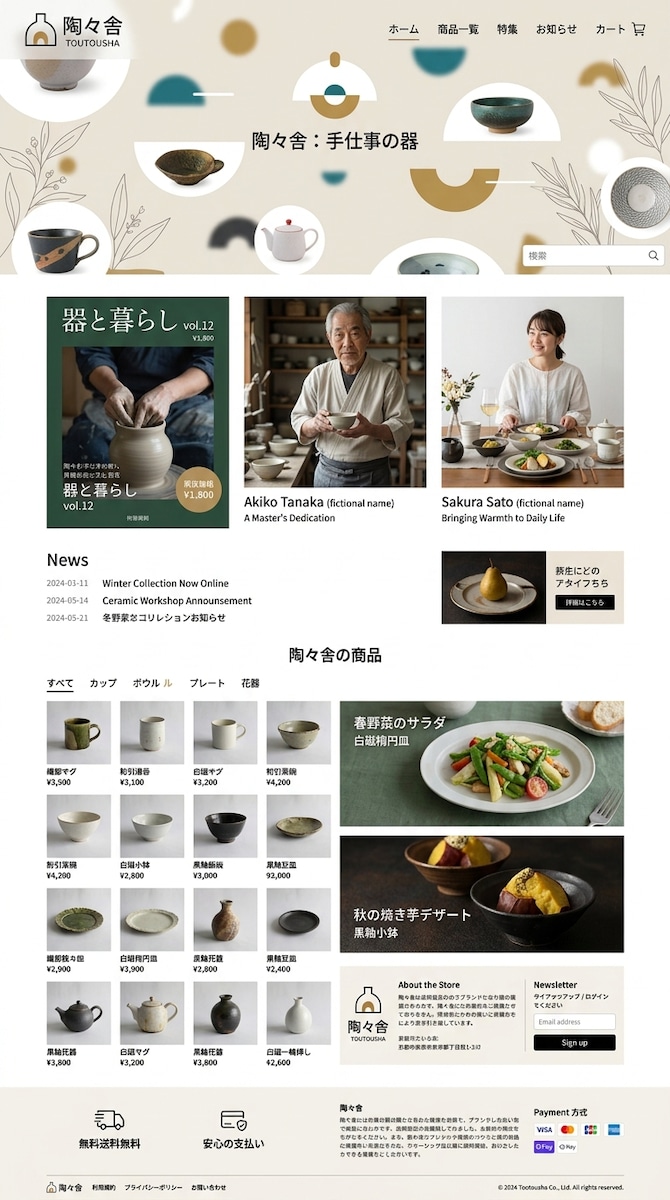 陶器ECサイトの制作