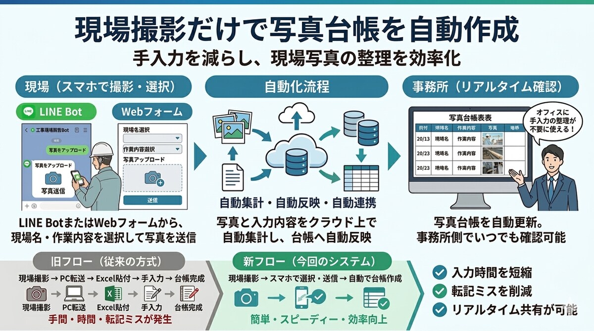 現場写真整理の自動化提案図