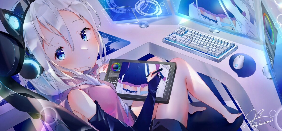 パソコン、ヘッダーイラスト制作