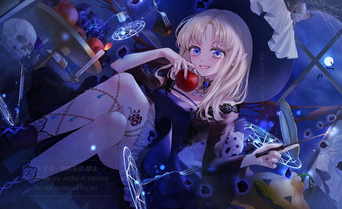 【サンプル】背景付きキャラクターイラスト