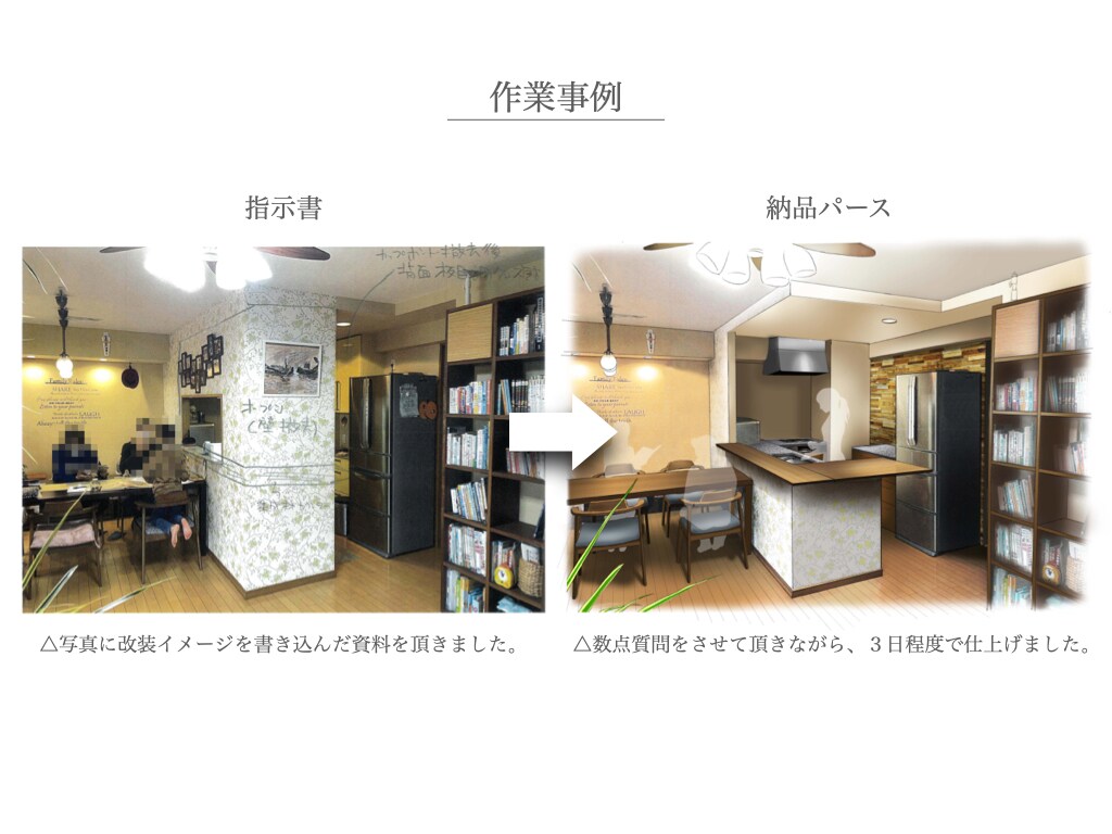 改装イメージのインテリアパース