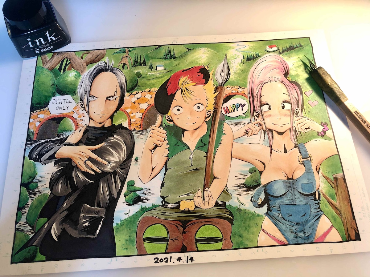 A4記念撮影イラスト