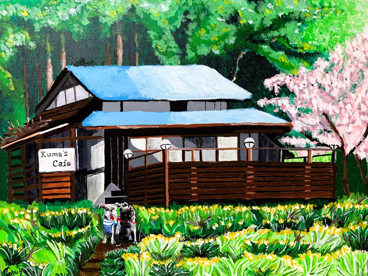 古民家カフェ「Kuma’s cafe」の店内アート作成