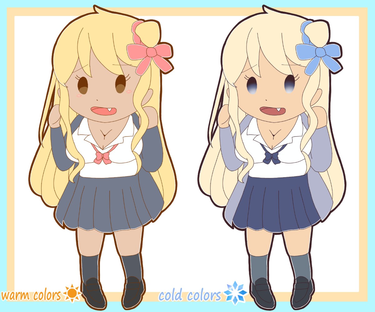 ガングロ ガングロ風 暖色系・寒色系 キャラクターデザイン | きゅうりの酢漬けさん(フリーランス)のポートフォリオ | ココナラ