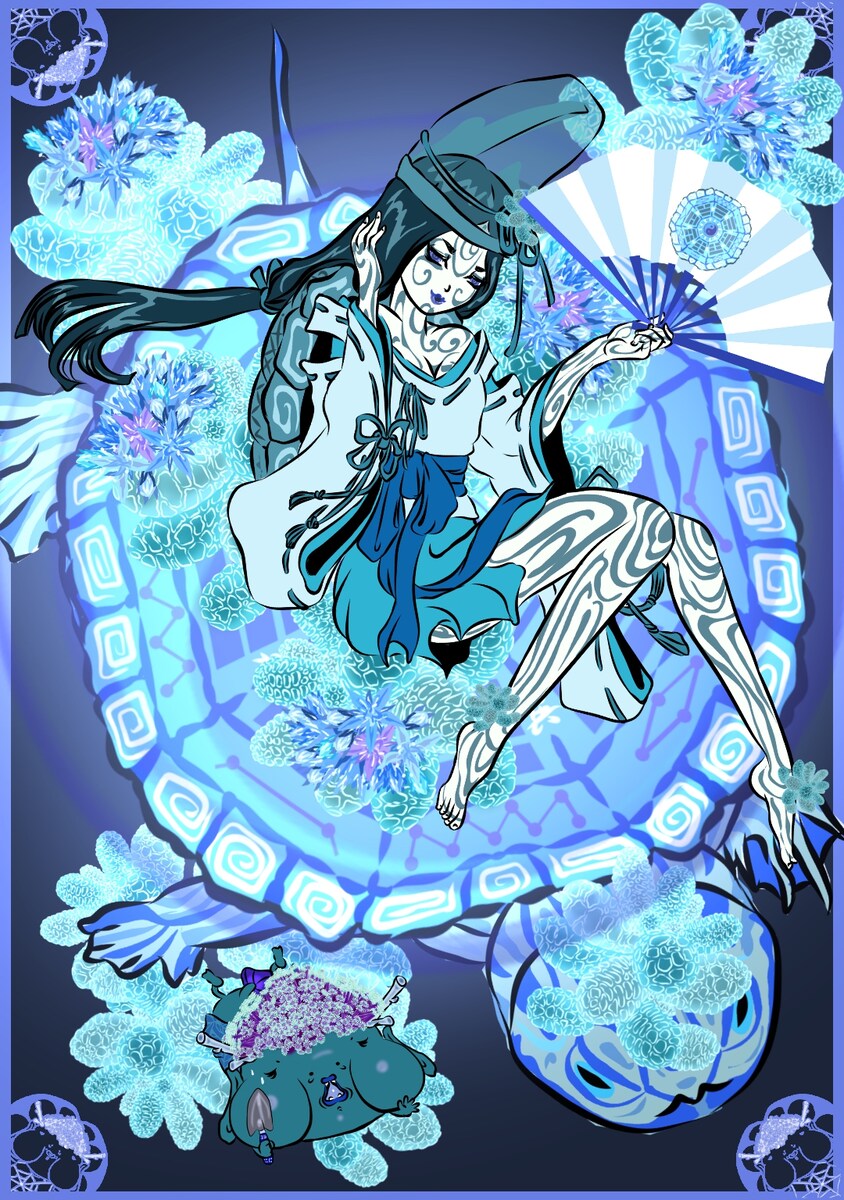 多肉植物・ミドリガメの卵と女陰陽師