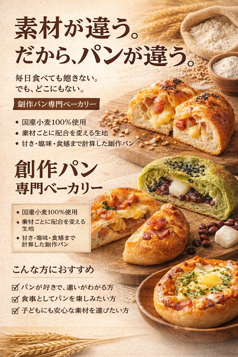 素材を見せる。違いを伝える。