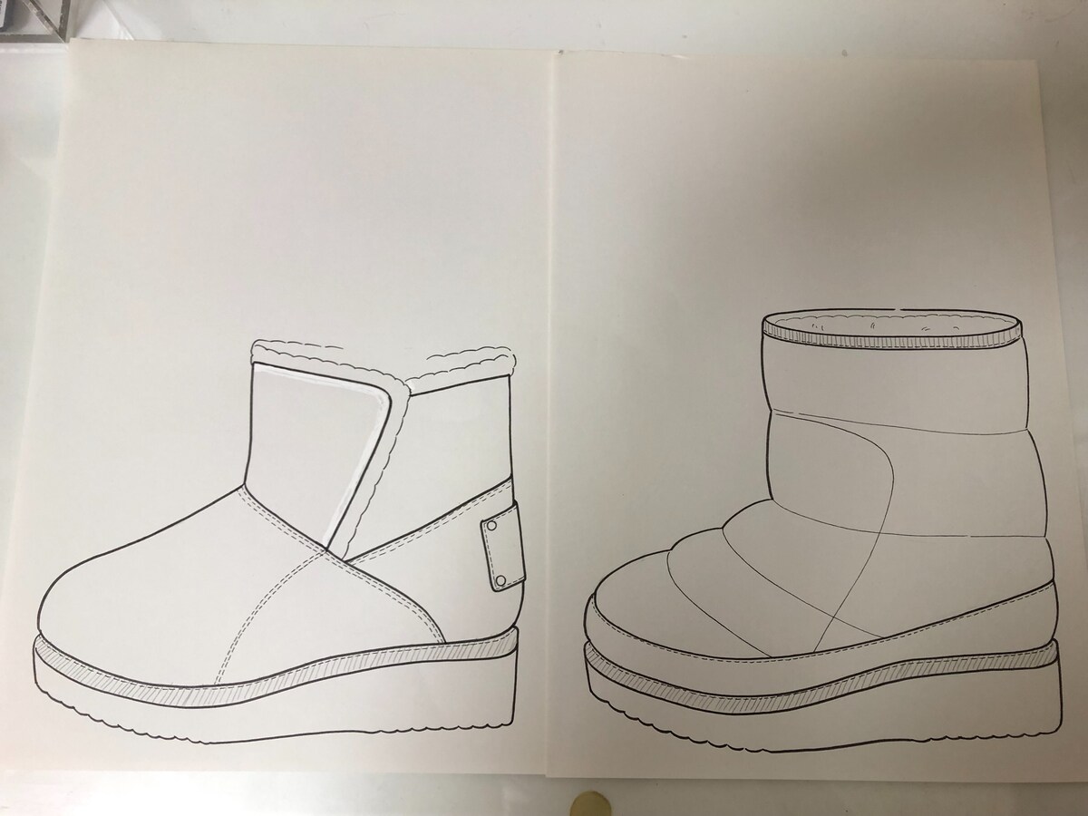 靴デザイン画　ブーツ　カジュアル
