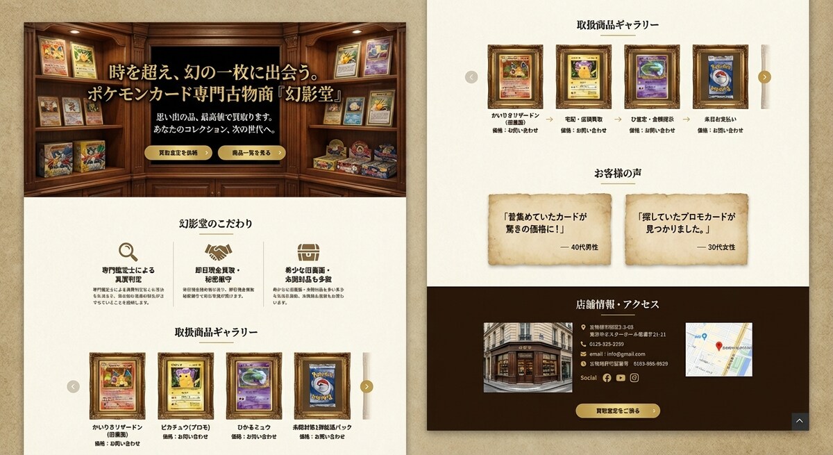 ポケカ古物商のLP作成致しました。
