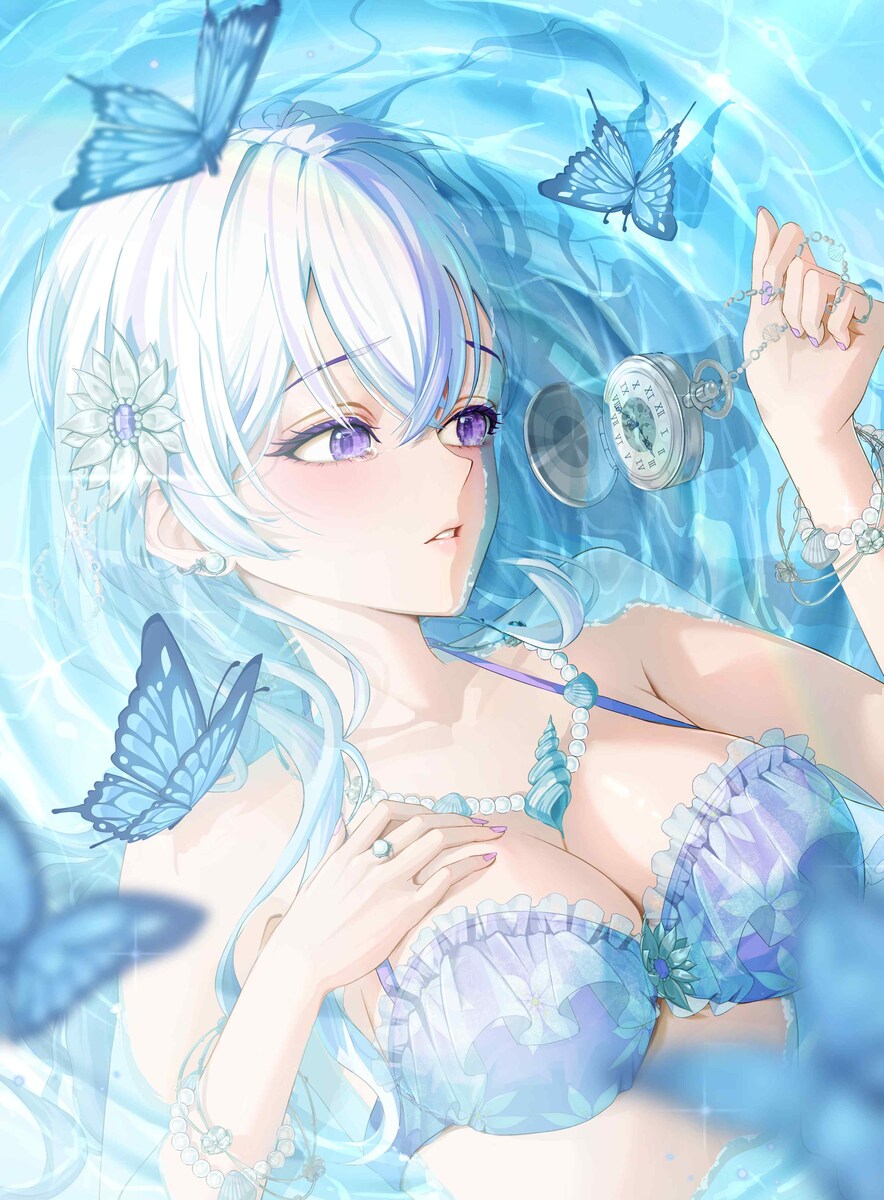 蝶と人物のイラスト作成