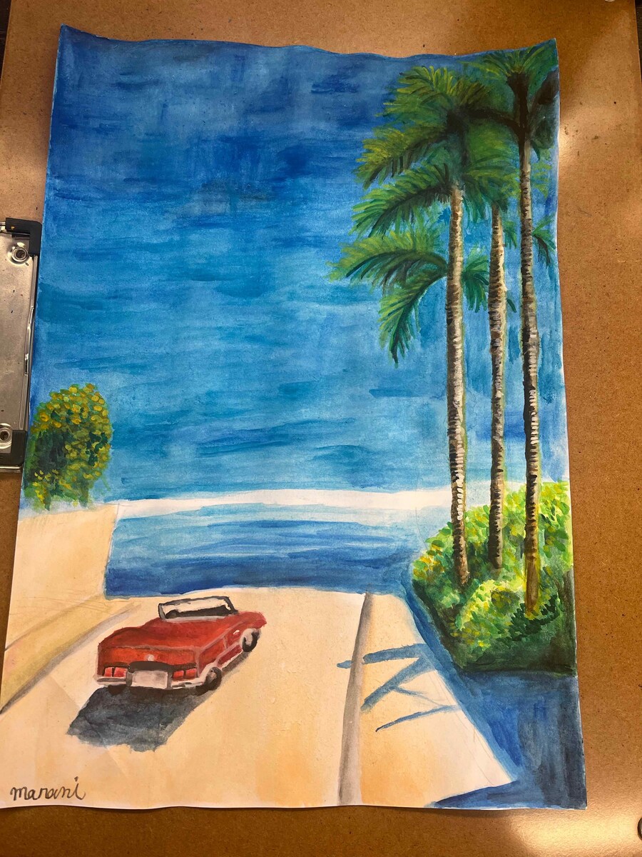 水彩で描いた風景画