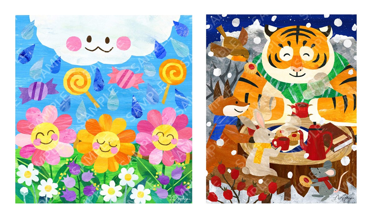 たかだめぐみ様の「140文字絵本」のイラスト