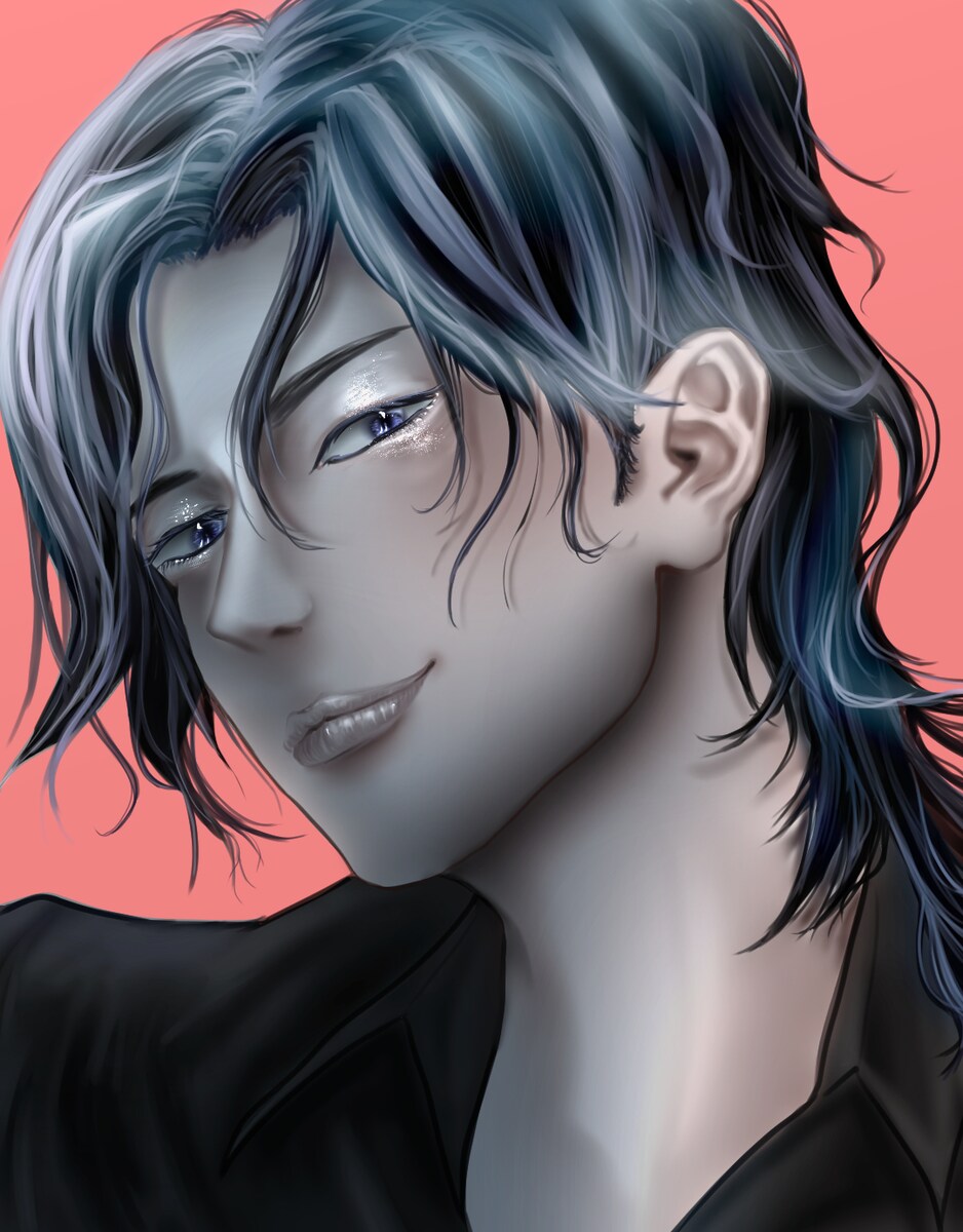 リアル寄りの顔アップイラスト例